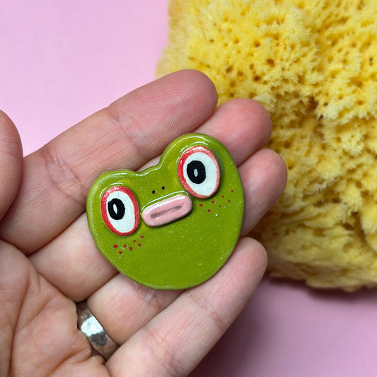 Ceramic brooch "Frog"