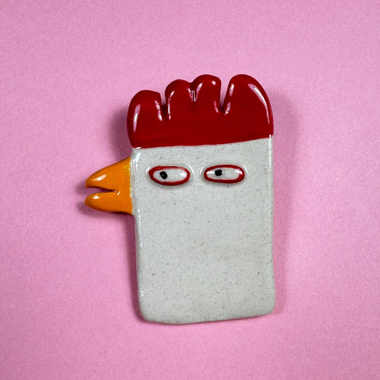 Ceramic brooch "Chicken"