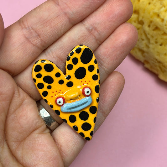 Ceramic brooch "Spotted Heart"